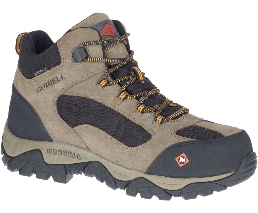 Botas Homem - Merrell Moab Onset Mid Waterproof Comp Toe - Marrom/Pretas - NKM530876